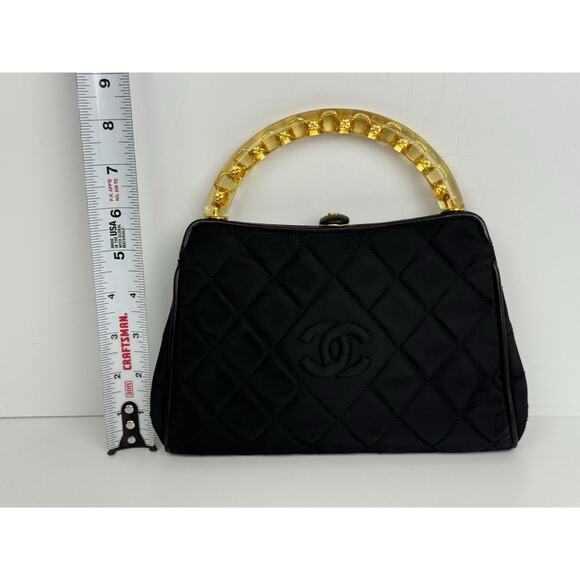 Chanel Vintage Small Fabric Top-Handle Bag with Amber Resin Chain - Picture 15 of 16